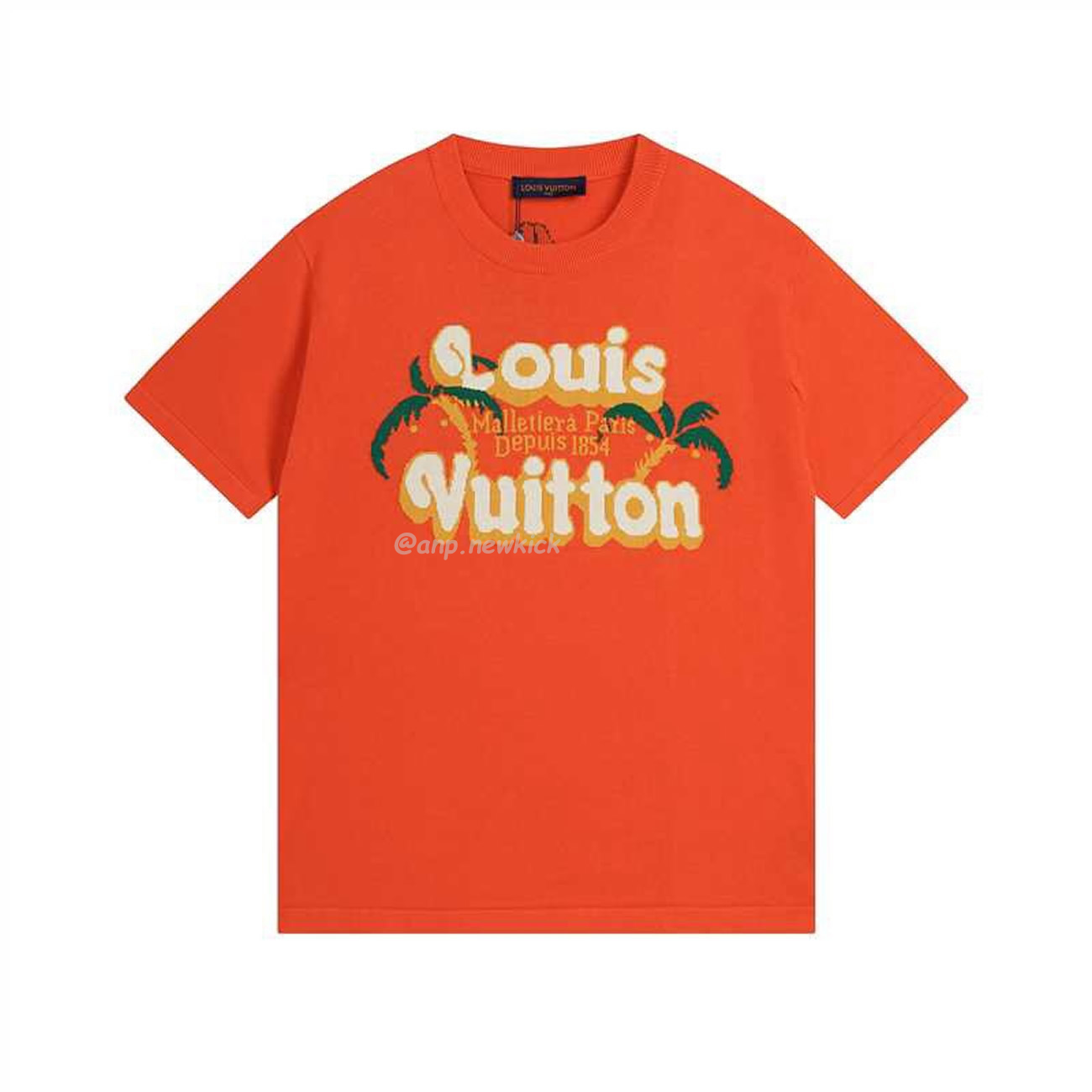 Louis Vuitton Short Sleeved Cotton Crewneck Orange Fw24 (1) - newkick.org